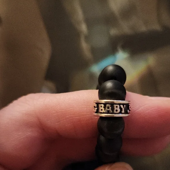 King Baby Black Beaded Bracelet with Silver Top Hat Charm - Picture 4 of 6